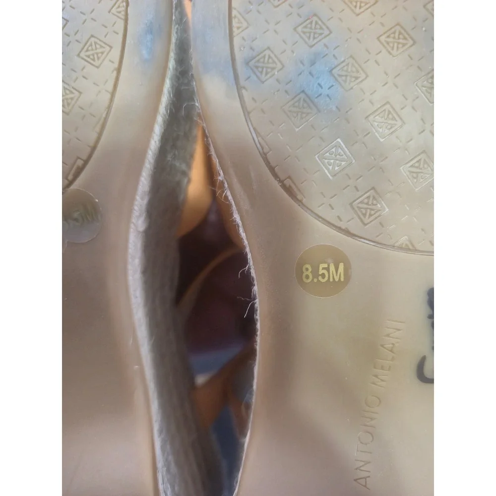 Antonio Melani Womens Peach Orange Leather Espadrille Wedge Sandals Size 8.5 M